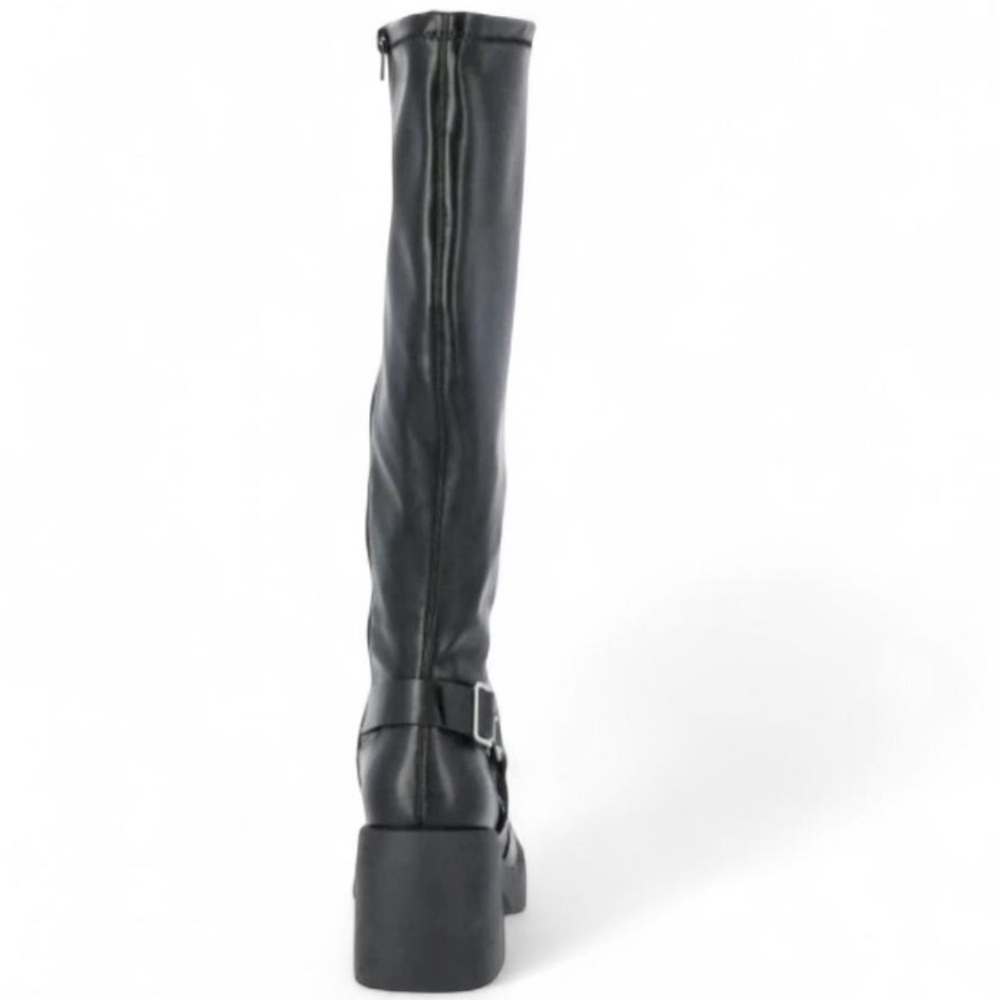 Women's Black Knee-High Block Heel Boot - Picture 2 of 4
